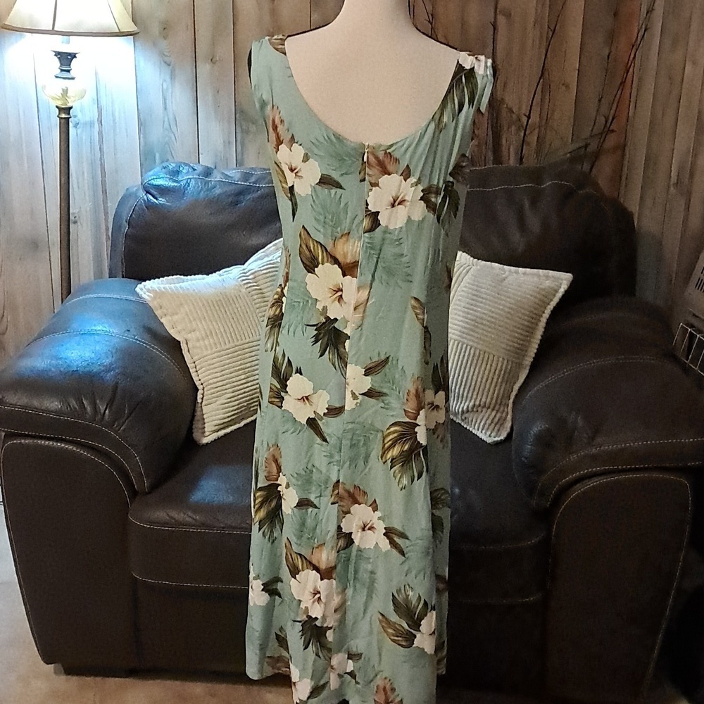 Paradise Bay Long Dress Women Size L Tropical Floral Print Vacay Hawaiian - Picture 4 of 8